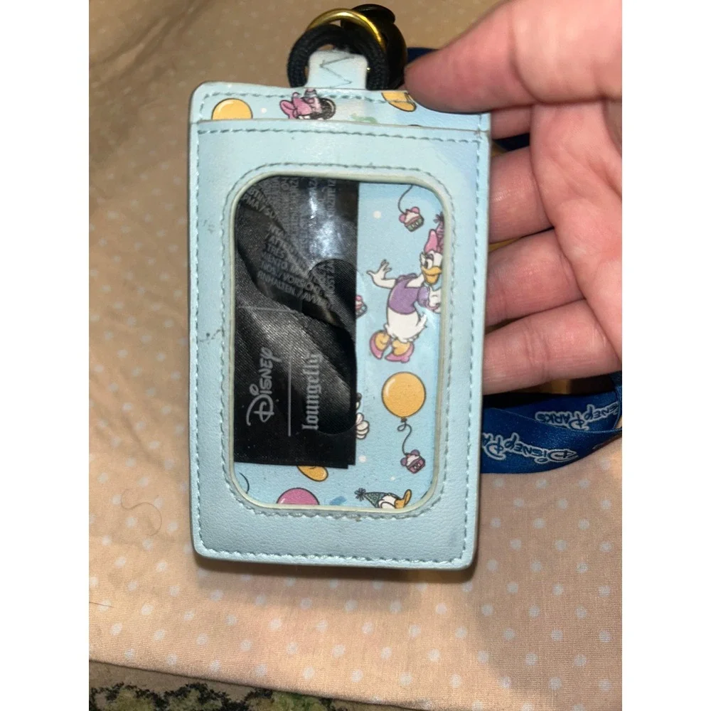 Disney Parks Loungefly Mickey Friends Birthday Celebration Lanyard ID Holder